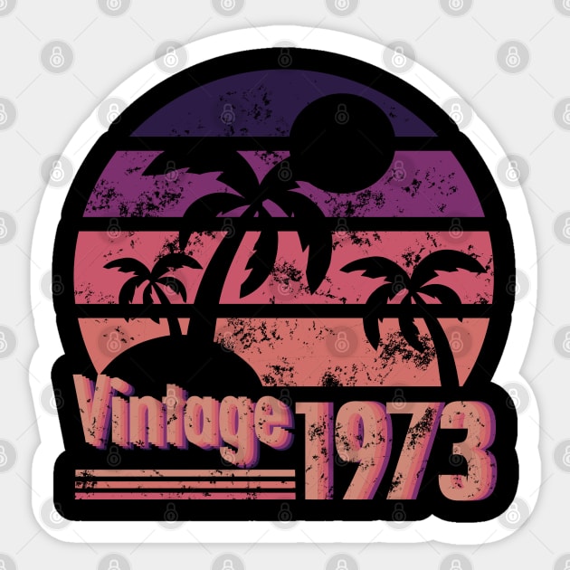 Best of 1973 Cool Vintage Sunset on the Beach Sticker by Whisky1111